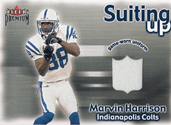 794615 Marvin Harrison Player Worn Jersey Patch Football Card - Indianapolis Colts 2001 Fleer Premium No.MH