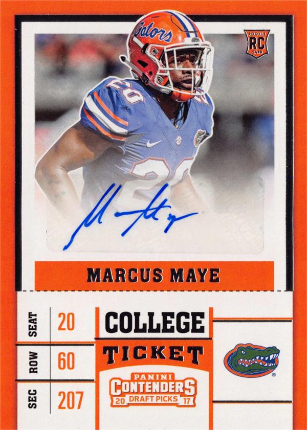 737712 Marcus Maye Autographed Football Card - Florida Gators 2017 Panini Contenders Draft Rookie No.248
