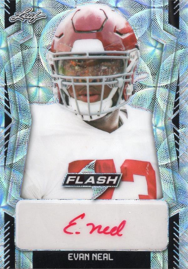 794640 Evan Neal Autographed Football Card - Alabama Crimson Tide 2022 Leaf Flash Rookie Refractor No.PAEN1 LE 5 & 30