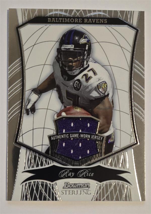 794714 Ray Rice Player Worn Jersey Patch Football Card - Baltimore Ravens 2009 Bowman Sterling No.65