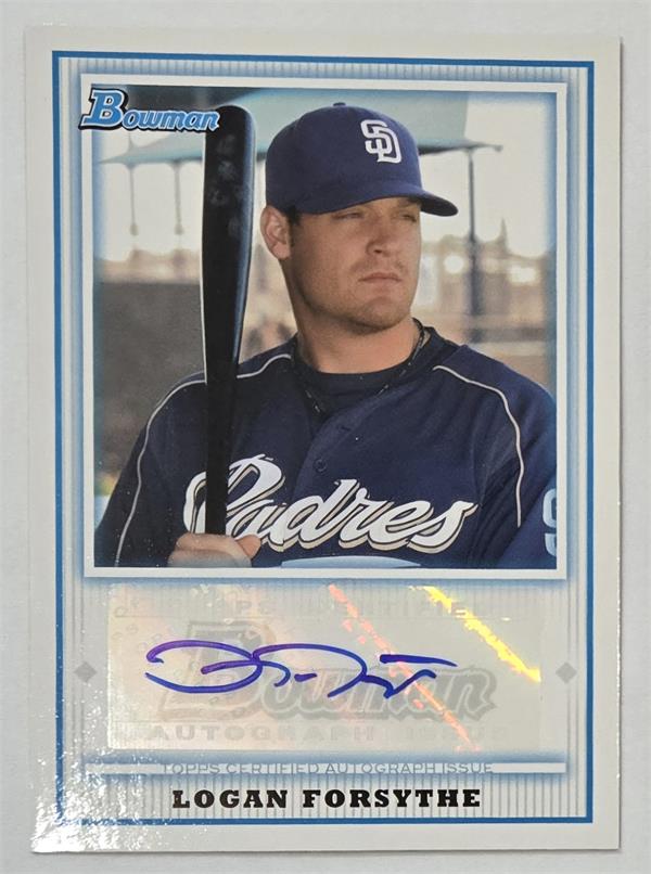 795063 Logan Forsythe Autographed Baseball Card - San Diego Padres 2010 Bowman Rookie No.BPALF