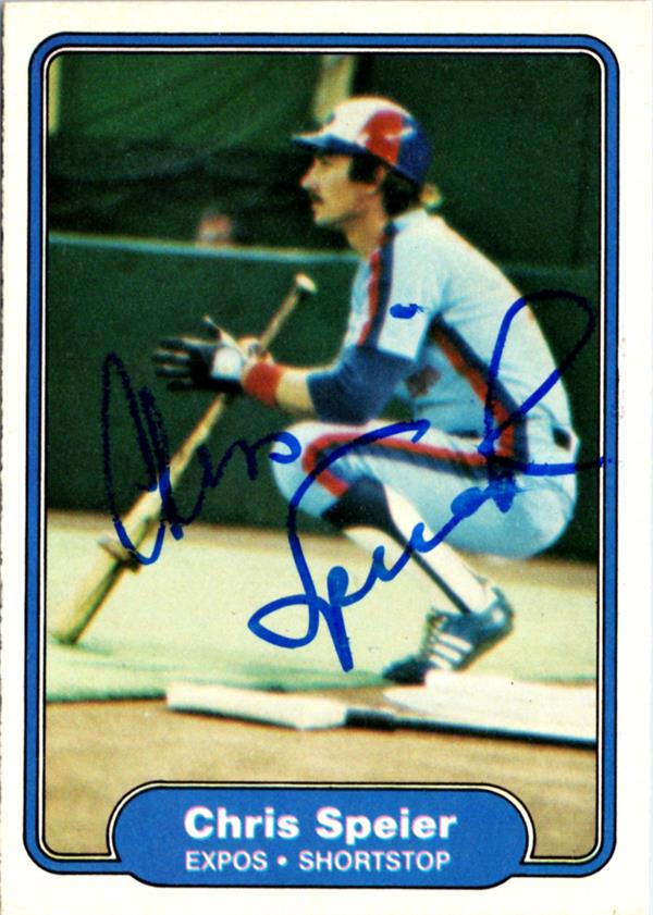 795177 Chris Speier Autographed Baseball Card - Montreal Expos 1982 Fleer No.209