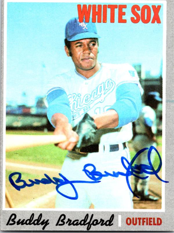780442 Buddy Bradford Autographed Baseball Card - Chicago White Sox 1970 Topps No.299