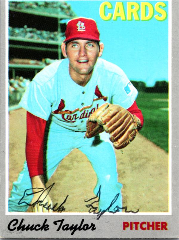 780606 Chuck Taylor Autographed Baseball Card - St. Louis Cardinals 1970 Topps No.119 Ballpoint