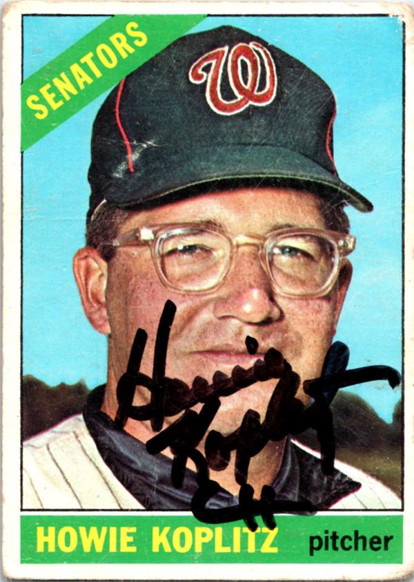 780763 Howie Koplitz Autographed Baseball Card - Washington Senators 1966 Topps No.46 Creased