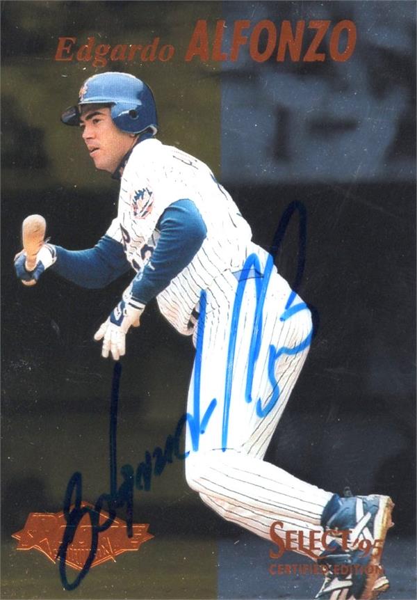780882 Edgardo Alfonzo Autographed Baseball Card -   York Mets 1995 Pinnacle Select Rookie No.128