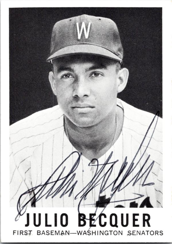 781210 Julio Becquer Autographed Baseball Card - Washington Senators 1960 Leaf Sports Novelties No.43