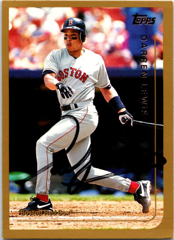 781346 Darren Lewis Autographed Baseball Card - Boston Red Sox 1999 Topps No.157