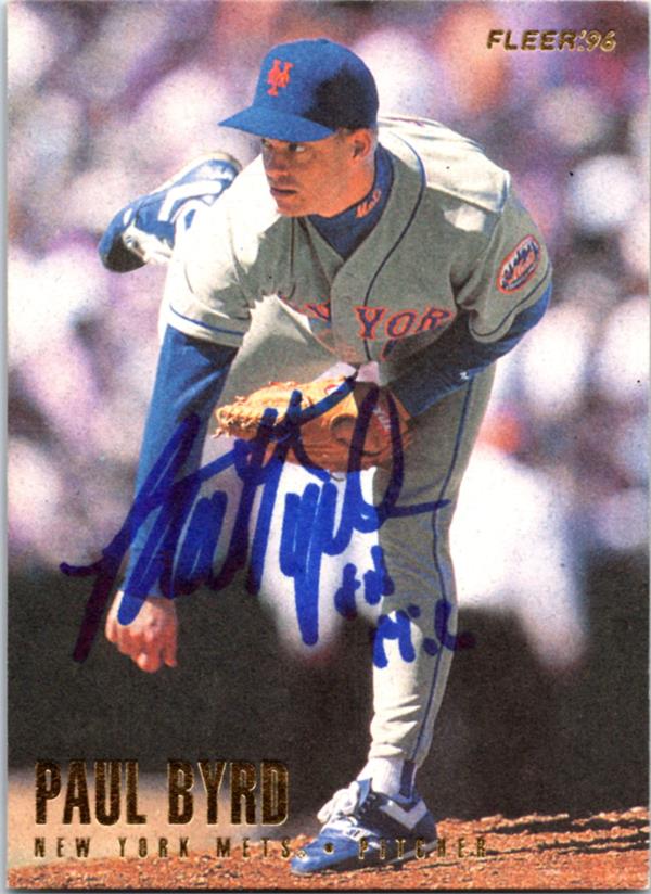 781652 Paul Byrd Autographed Baseball Card -   York Mets 1996 Fleer No.476