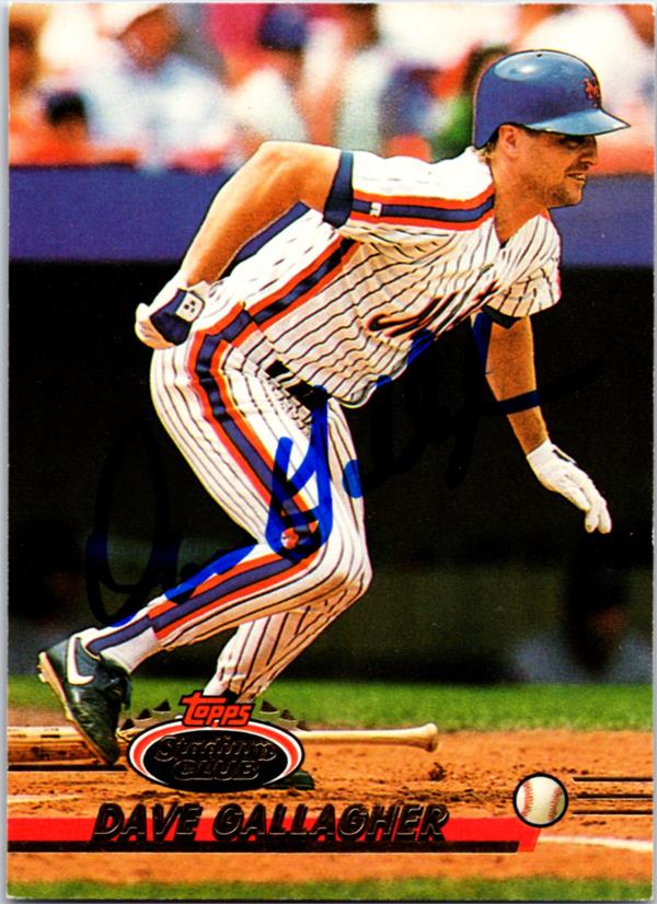 781782 Dave Gallagher Autographed Baseball Card -   York Mets 1993 Topps Stadium Club No.476