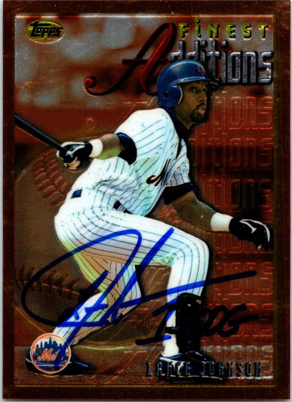 781808 Lance Johnson Autographed Baseball Card -   York Mets 1996 Topps Finest Chrome No.200