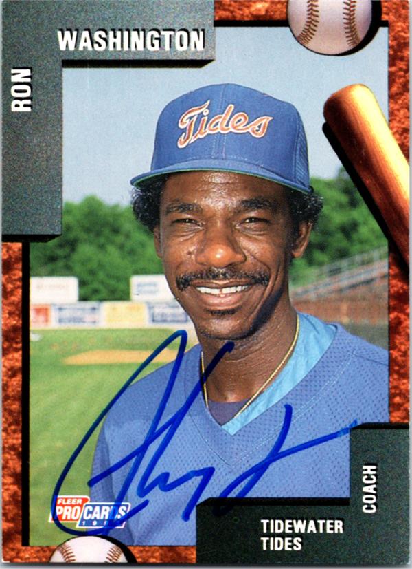 781860 Ron Washington Autographed Baseball Card - Tidewater Tides 1992 Fleer Procards No.914
