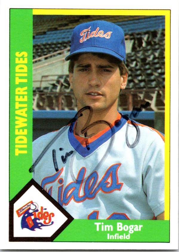 781929 Tim Bogar Autographed Baseball Card - Tidewater Tides, Mets 1990 CMC No.365