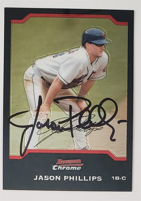 782073 Jason Phillips Autographed Baseball Card -   York Mets 2004 Bowman Chrome No.93