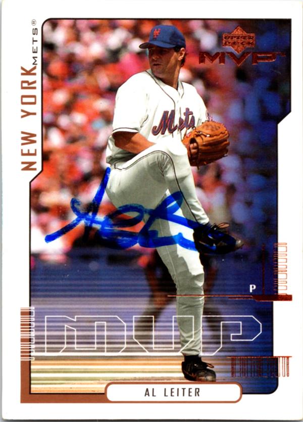 782163 Al Leiter Signed Baseball Card -   York Mets, LC 2000 Upper Deck MVP No.121