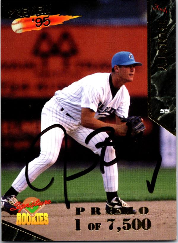 782570 Josh Booty Autographed Baseball Card - Florida Marlins 1995 Signature Rookies No.Promo