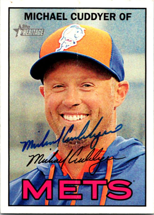 782709 Michael Cuddyer Autographed Baseball Card -   York Mets, LC 2016 Topps Heritage No.144 Creased