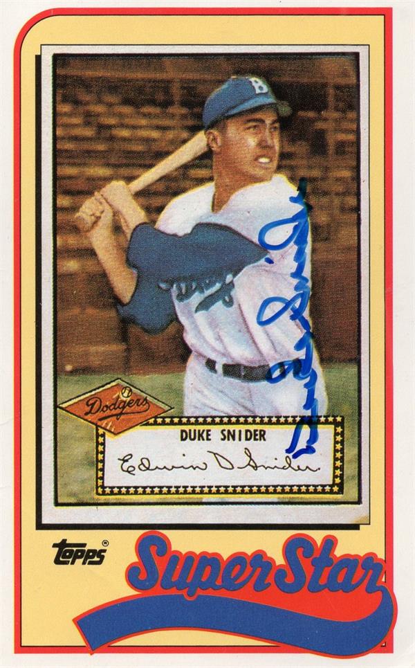 783525 Duke Snider Autographed Baseball Card - Brooklyn Dodgers 1989 Topps Talking Baseball No.30 Creased - 3 x 5 in.