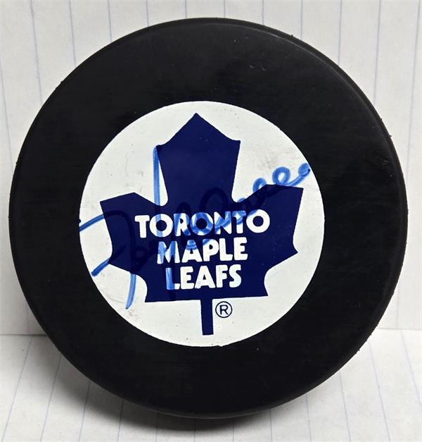 Picture of Autograph Warehouse 783536 Frank Mahovlich Autographed Hockey Puck - Toronto Maple Leafs Blue