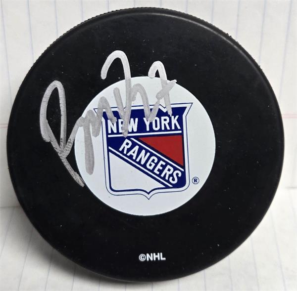 Picture of Autograph Warehouse 783553 Ryan Mcdonough Autographed Hockey Puck -   York Rangers with Display Cube
