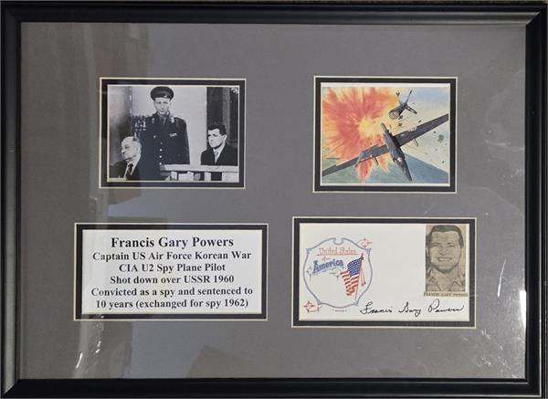 783698 Francis Gary Powers Signed Envelope Matted Framed 11 x 14 in. Photo - US Spy Pilot 1960S