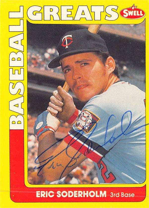793751 Eric Soderholm Autographed Baseball Card - Minnesota Twins 1990 Swell Legends No.85 Ballpoint