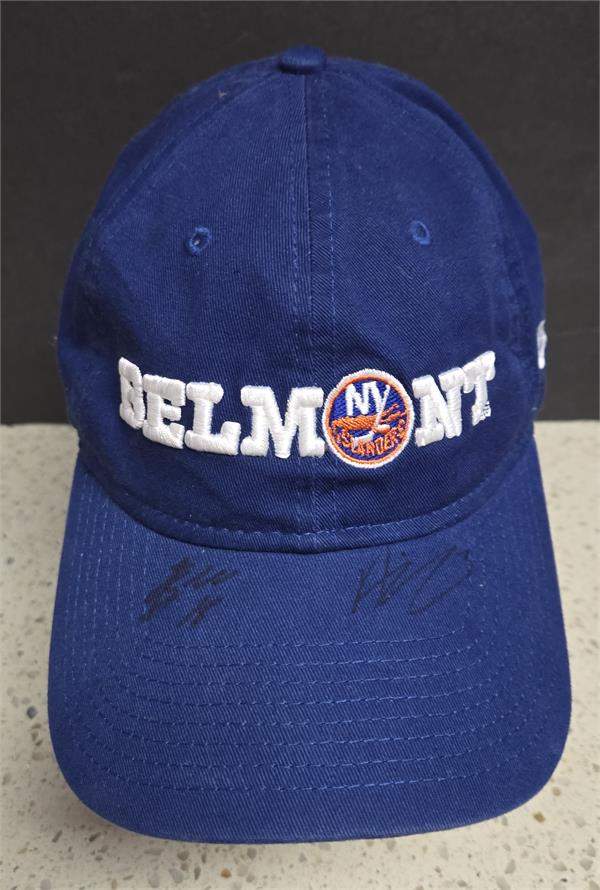 793757 Adam Pelech Anthony Beauvillier Autographed Hat Cap -   York Islanders Belmont Ground Breaking 2019