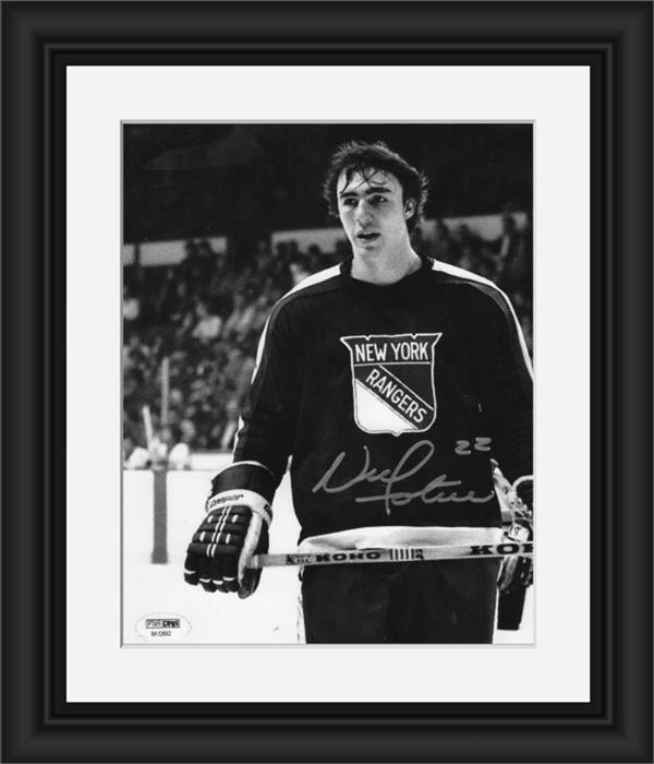 Picture of Autograph Warehouse 793804 Nick Fotiu Autographed 8 x 10 in. Photo -   York Rangers No.1 Matted & Framed PSA Hologram