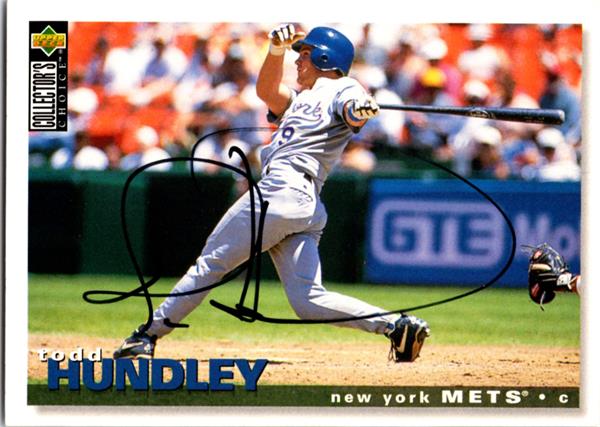 736961 Todd Hundley Autographed Baseball Card -   York Mets 1995 Upper Deck No.324
