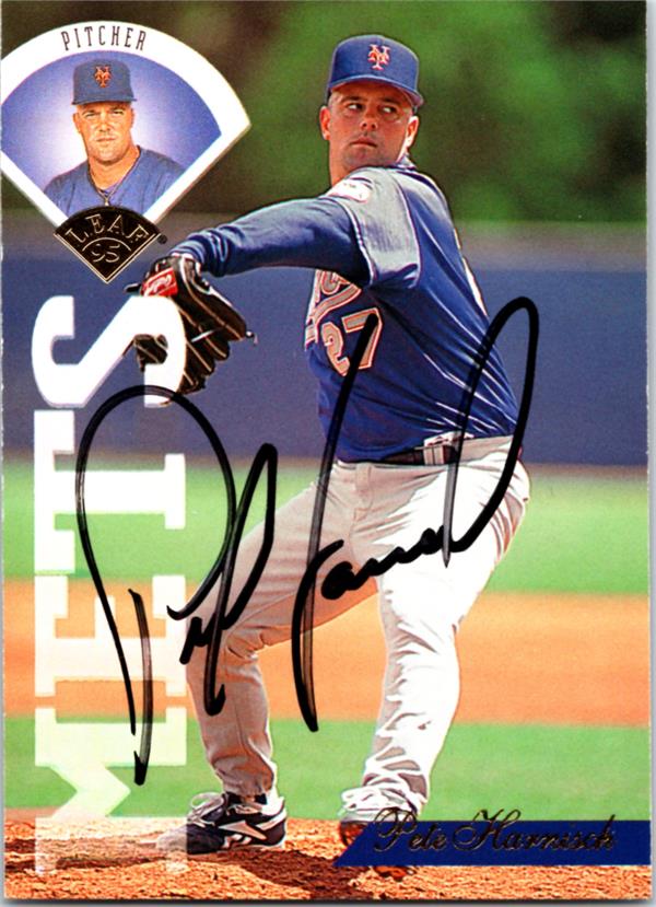 736972 Pete Harnisch Autographed Baseball Card -   York Mets 1995 Leaf No.302