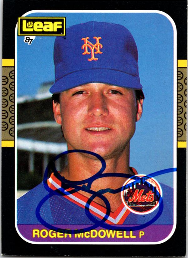 736977 Roger Mcdowell Autographed Baseball Card -   York Mets 1987 Leaf No.49