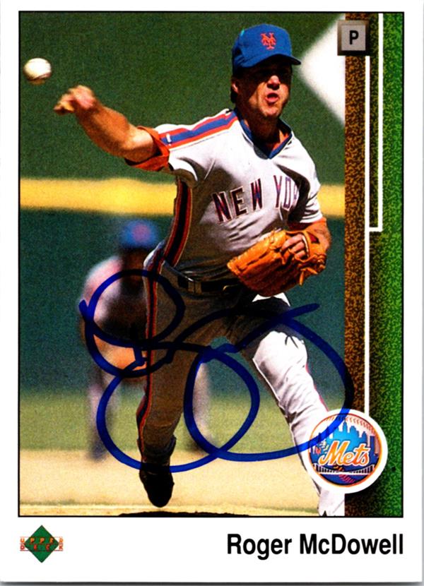 736980 Roger Mcdowell Autographed Baseball Card -   York Mets 1989 Upper Deck No.296