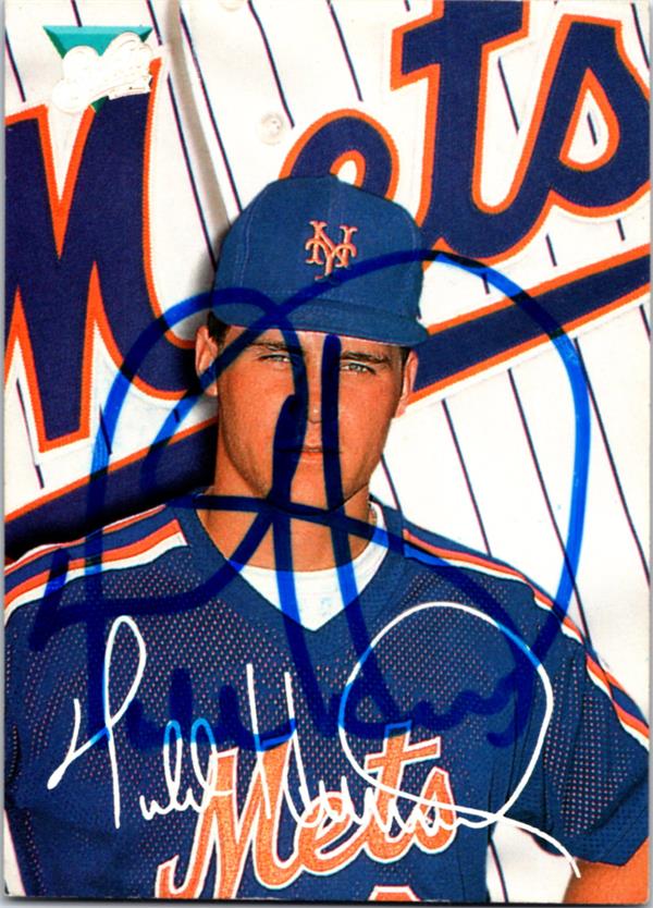 737015 Todd Hundley Autographed Baseball Card -   York Mets 1993 Leaf Studio No.206