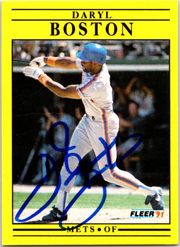 737041 Daryl Boston Autographed Baseball Card -   York Mets 1991 Fleer No.140