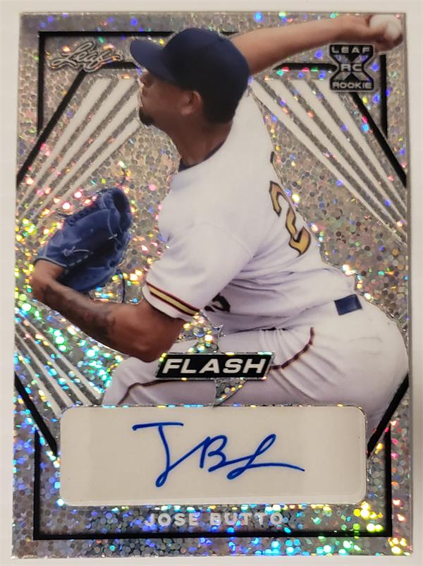 737102 Jose Butto Autographed Baseball Card -   York Mets 2021 Leaf Flash Rookie Refractor No.BAJB2
