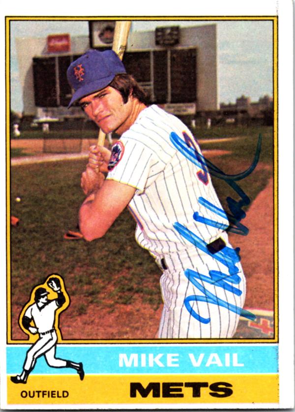 737261 Mike Vail Autographed Baseball Card -   York Mets 1976 Topps No.655