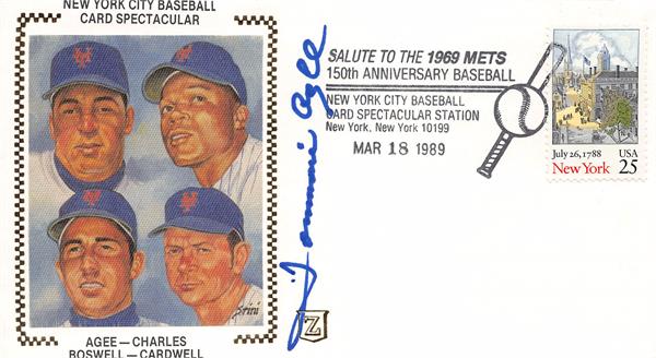 737849 1969   York Mets Envelope - Autographed Tommie Agee 1989 First Day Cover