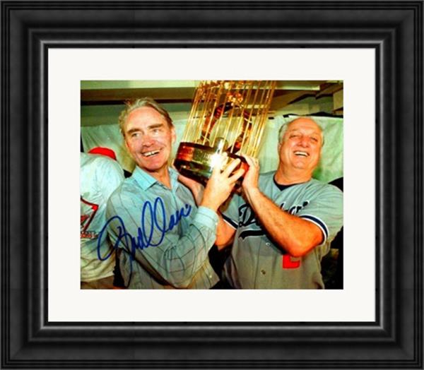 748323 Fred Claire Autographed 8 x 10 in. Photo - Los Angeles Dodgers General Manager No.SC2 Matted & Framed with Tommy Lasorda