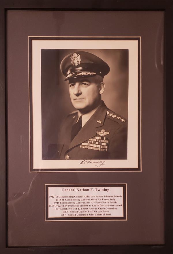 768343 Nathan Twining Autographed 8 x 10 in. Photo - WWII General Air Force Matted Framed