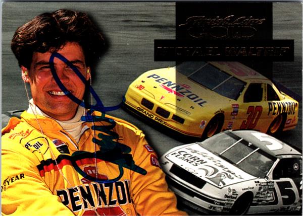 768526 Michael Waltrip Autographed Trading Card - Nascar, Auto Racing, SC 1994 Finish Line Gold No.62