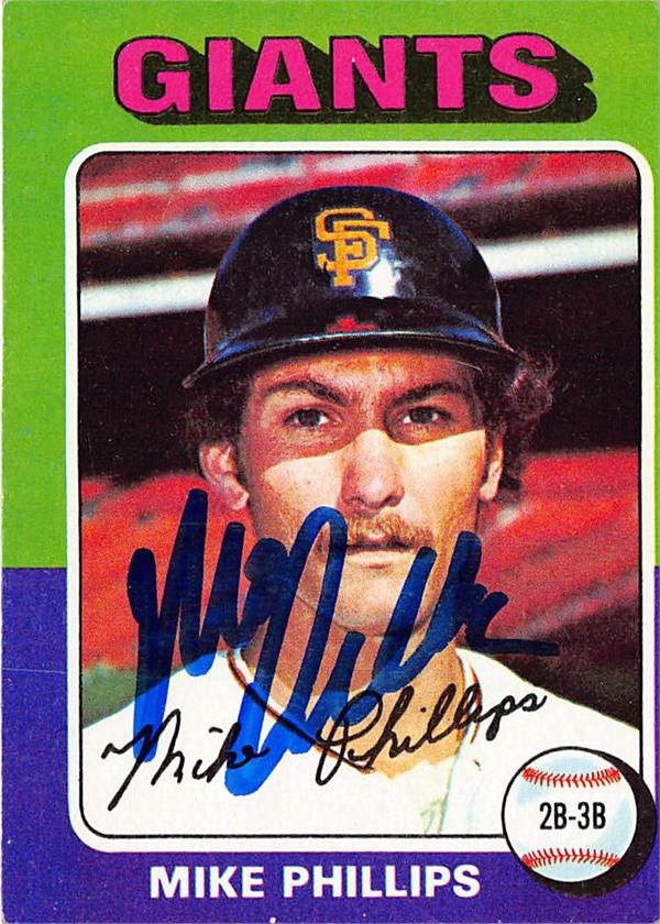 768779 Mike Phillips Autographed Baseball Card - San Francisco Giants 1975 Topps No.642