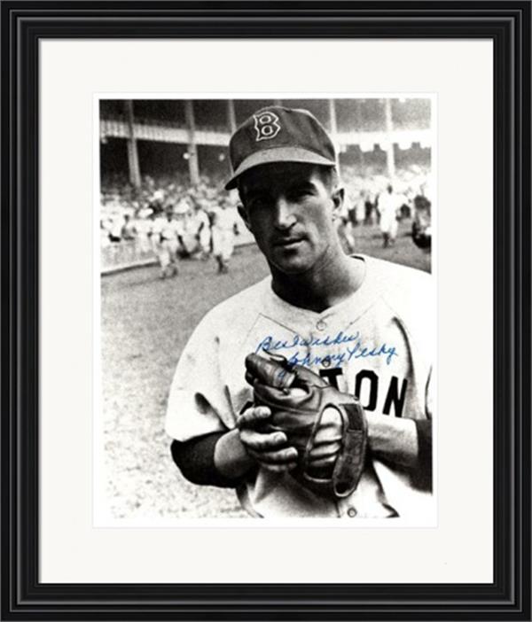 726454 Johnny Pesky Autographed 8 x 10 in. Photo - Boston Red Sox No.1 Matted & Framed