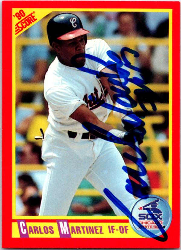768663 Carlos Martinez Autographed Baseball Card - Chicago White Sox 1990 Score No.314