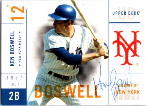 768685 Ken Boswell Autographed Baseball Card -   York Mets 2001 Upper Deck Legends No.71