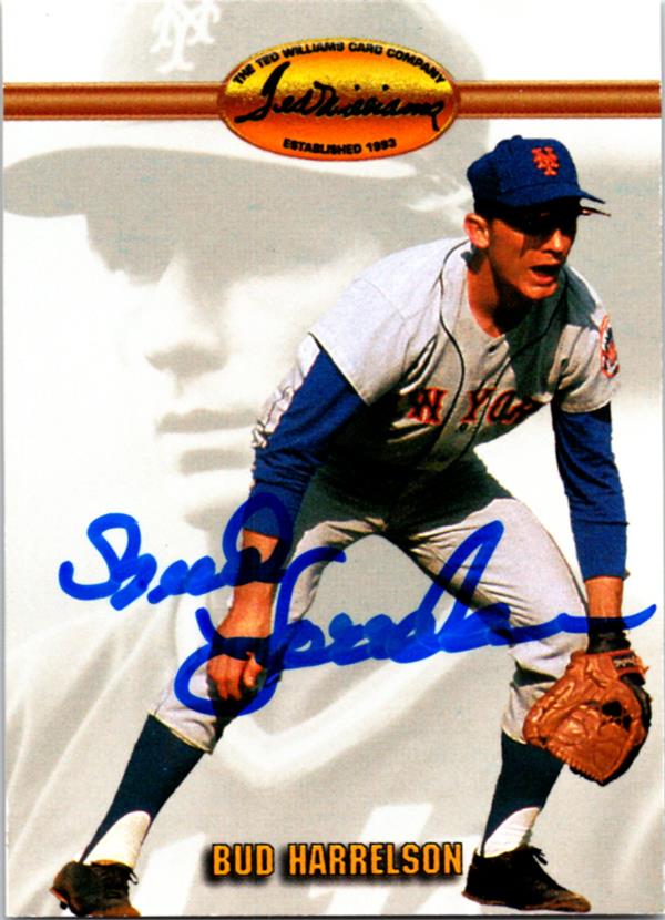 768848 Bud Harrelson Autographed Baseball Card -   York Mets 1993 Ted Williams Card Company No.56 Blue