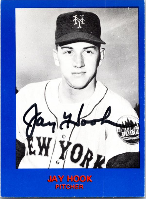 768907 Jay Hook Autographed Baseball Card -   York Mets 1982 RGI Renata No.23