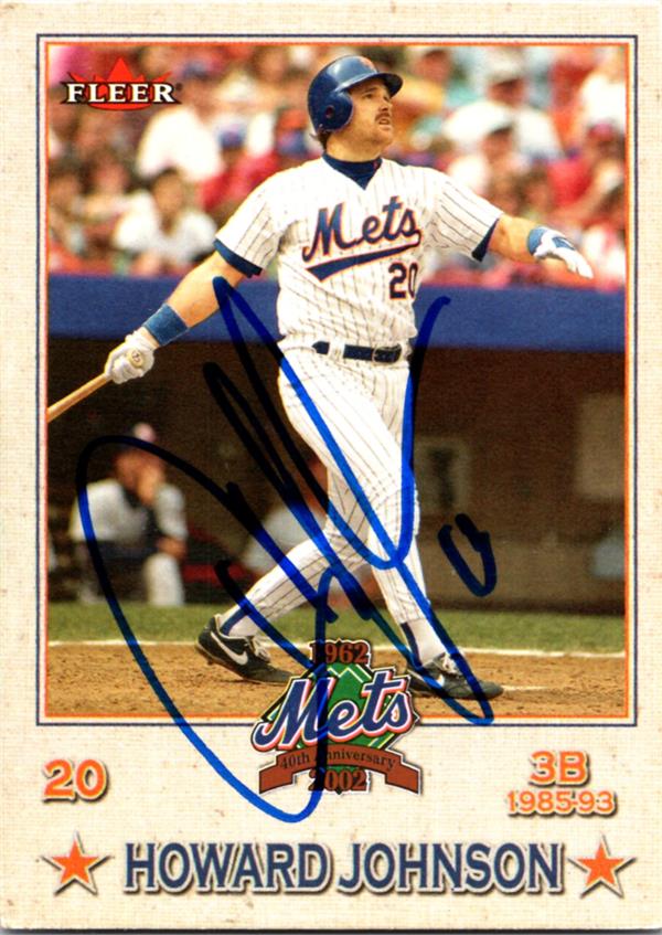 782162 Howard Johnson Autographed Baseball Card -   York Mets, LC 2002 Fleer All Amazin Team No.4