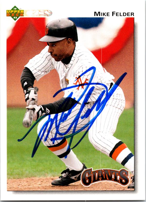 781259 Mike Felder Autographed Baseball Card - San Francisco Giants 1992 Upper Deck No.288