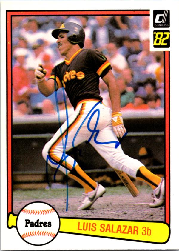 781265 Luis Salazar Autographed Baseball Card - San Diego Padres 1982 Donruss No.472