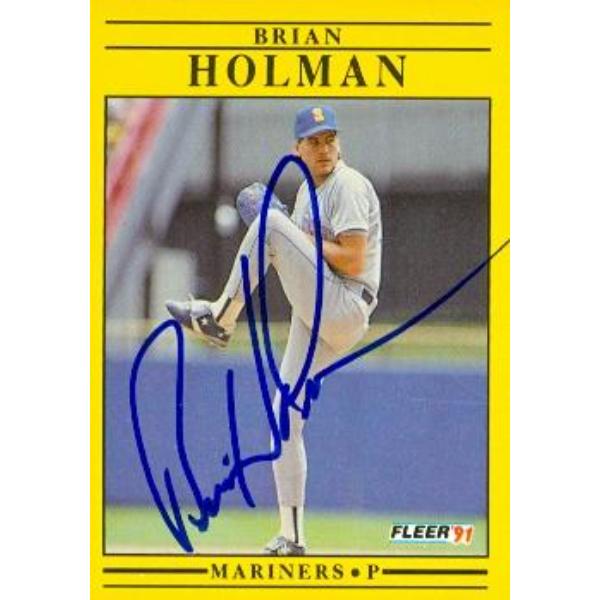 781303 Brian Holman Signed Baseball Card - Seattle Mariners 1991 Fleer No.453